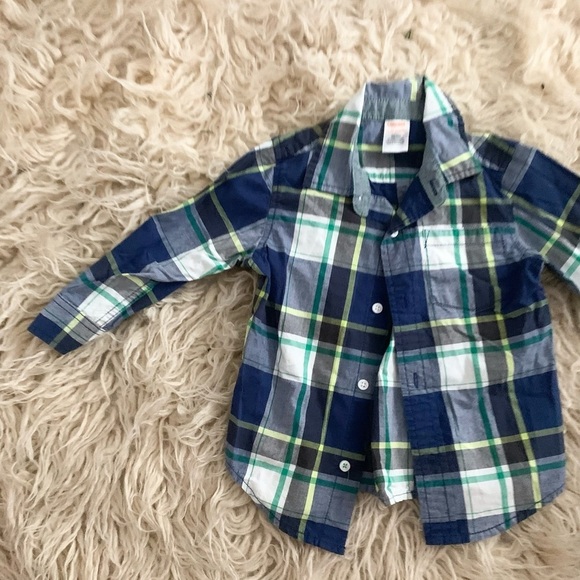 Gymboree | Long Sleeve Button Up Shirt 18-24 Month aPlaid Blue Green - Picture 3 of 9